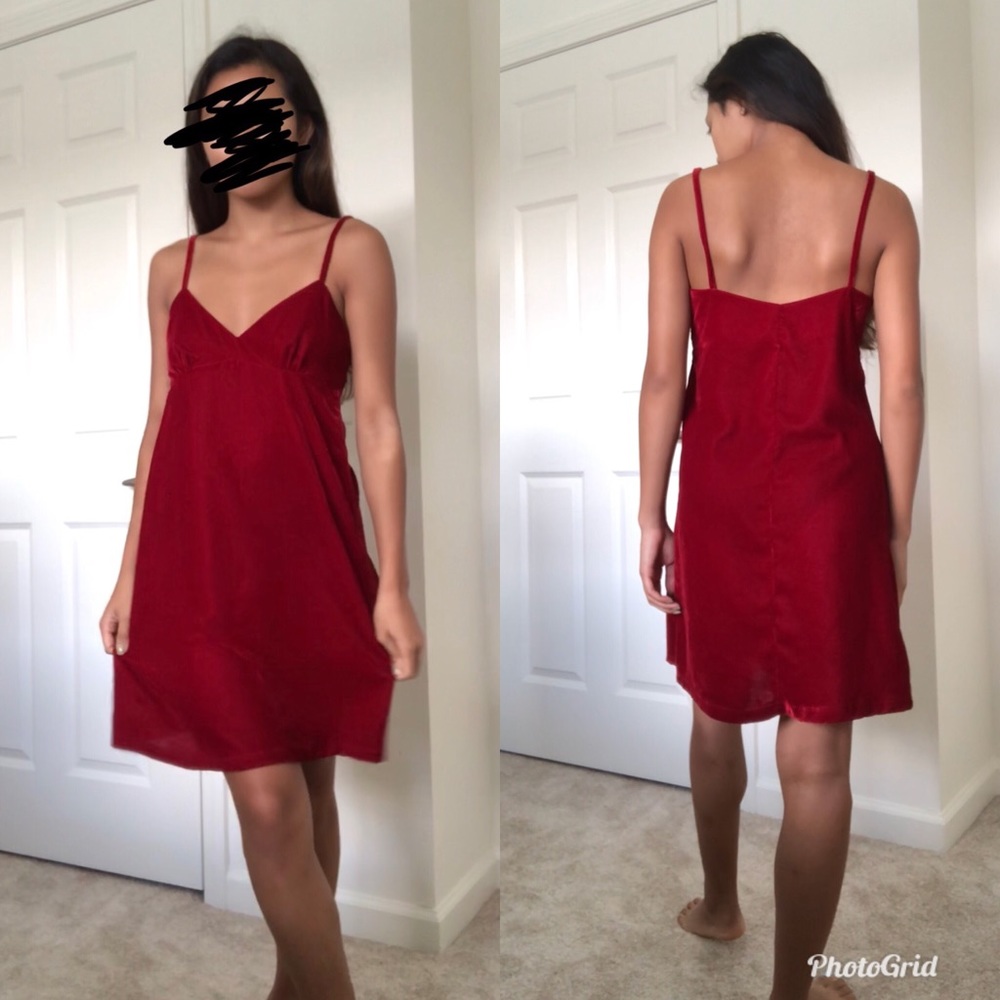 Zara Red Velvet Babydoll Dress - Picture 4 of 4